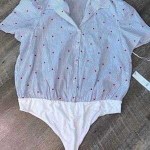 Draper James Blue and White Striped Bodysuit
